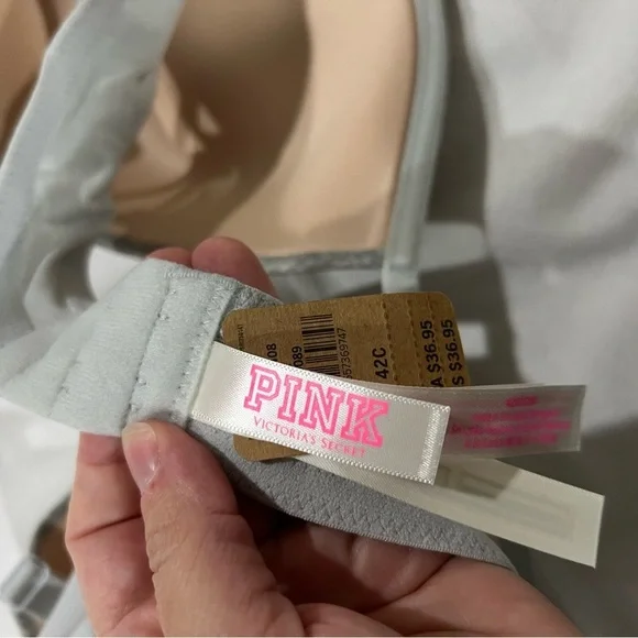 PINK VS Victoria Secret bra light grey gray lightest lined 42C - Picture 4 of 6